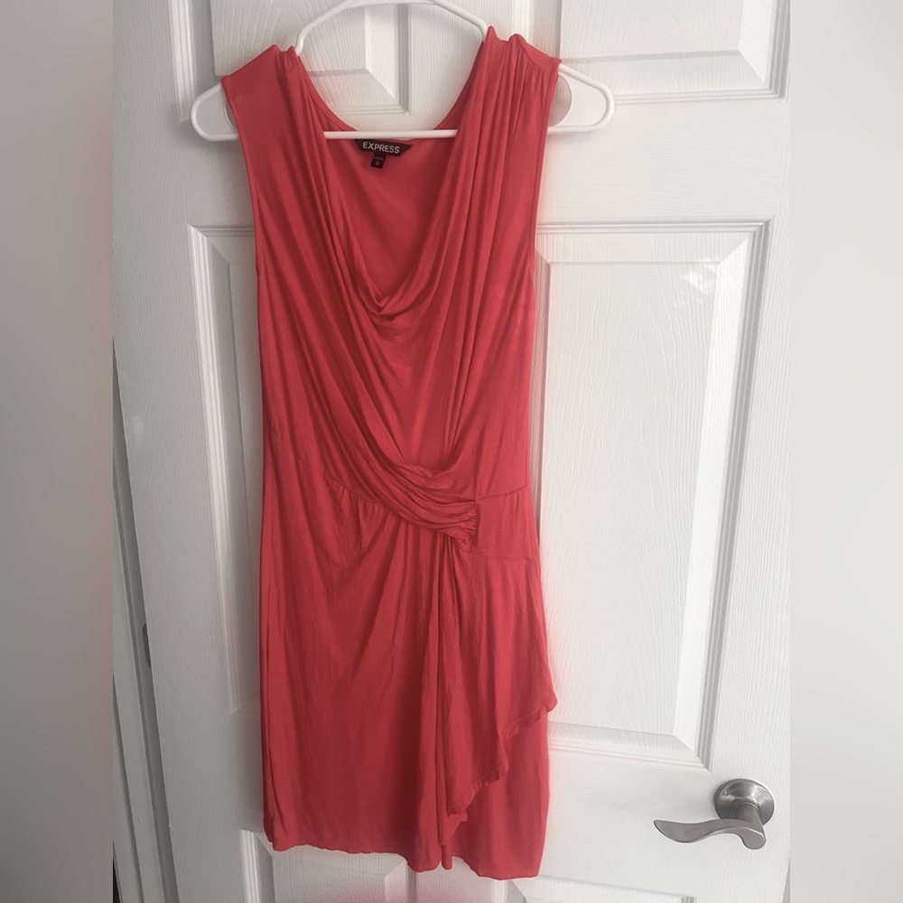 Salmon Express Dress Low Cowl Neck